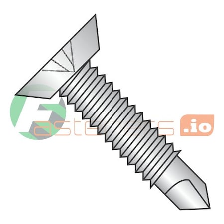 Newport Fasteners Self-Drilling Screw, #12-24 x 1 in, Black Oxide 18-8 Stainless Steel Flat Head Phillips Drive 374005